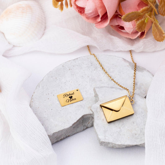 Photo Pendant envelope Necklace - custom, unique, romantic gift for her